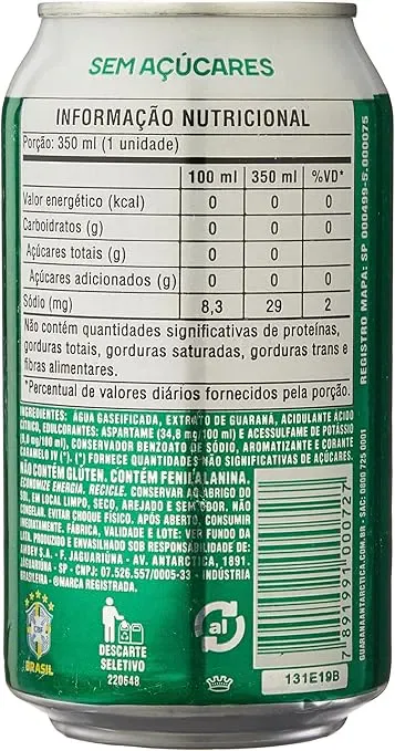 Refrigerante Guaraná Antarctica Sem Açúcar Lata 350ML - Imagem 2
