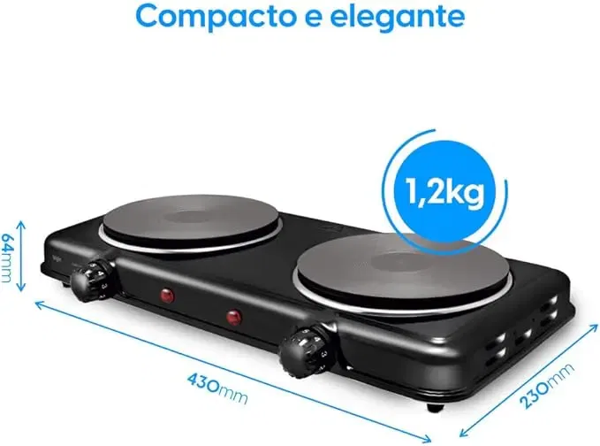 Fogão Elétrico Portátil Cooktop Elgin Double Cook 2 Bocas - 110V - Imagem 6