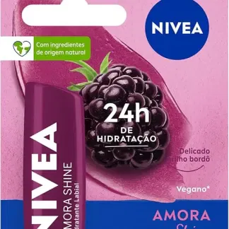NIVEA Hidratante Labial Amora Shine 4,8 g – Cuidado intensivo para seus lábios, hidratação prolongada, delicioso aroma de amora, pigmentos brilhantes e cor delicada NIVEA Hidratante Labial Amora Shine 4,8 g – Cuidado intensivo para seus lábios, hidratação prolongada, delicioso aroma de amora, pigmentos brilhantes e cor delicada