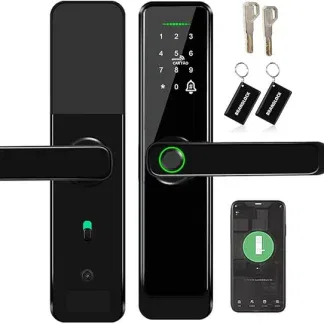 LucZeng Fechadura Digital Biométrica, 5 em 1 Inteligente Fechadura Eletronica com Tuya Wi-Fi, Touch Screen Fechadura Digital – Abertura via Biometria, Senha Numérica, cartão IC, chave e APP LucZeng Fechadura Digital Biométrica, 5 em 1 Inteligente Fechadura Eletronica com Tuya Wi-Fi, Touch Screen Fechadura Digital – Abertura via Biometria, Senha Numérica, cartão IC, chave e APP