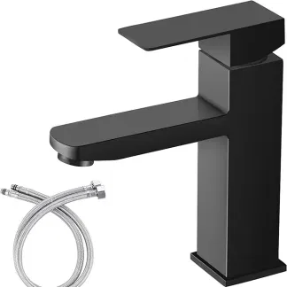 Torneira Banheiro Luxo Bacias Quadrada 1/4 Volta 304 Inox Aço Preta Bancada Pia Banheiro Torneira Banheiro Luxo Bacias Quadrada 1/4 Volta 304 Inox Aço Preta Bancada Pia Banheiro