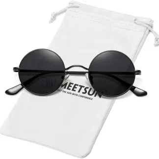 MEETSUN Óculos de sol redondos pequenos polarizados para homens mulheres retrô vintage círculo hippie óculos de sol UV400 MEETSUN Óculos de sol redondos pequenos polarizados para homens mulheres retrô vintage círculo hippie óculos de sol UV400